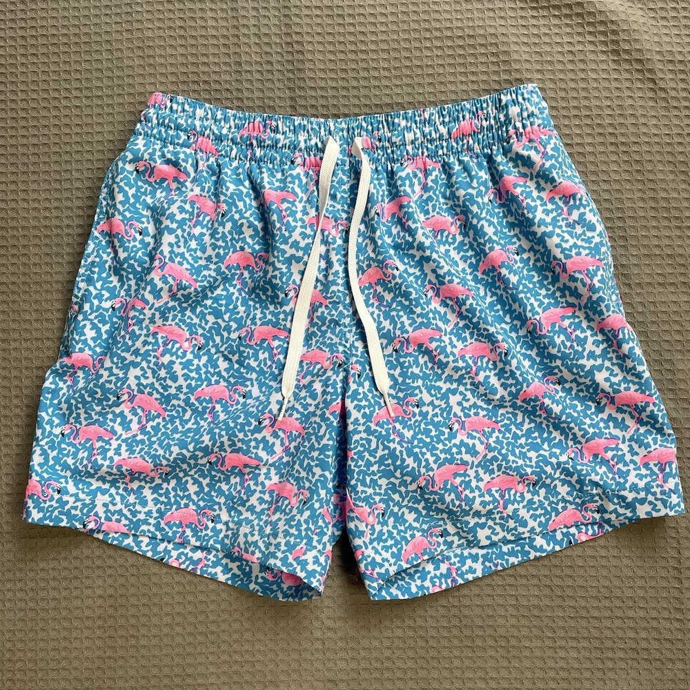 Chubbies Flamingo Lined Swim Trunks Shorts Small Men's 5.5" With Pink Liner